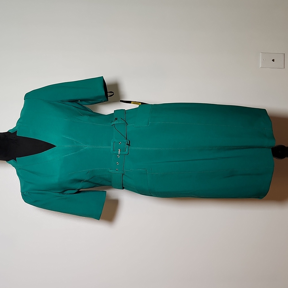 NWT MAGGY LONDON Women's Rashida Green Midi Dress w/ Belt, Size 6